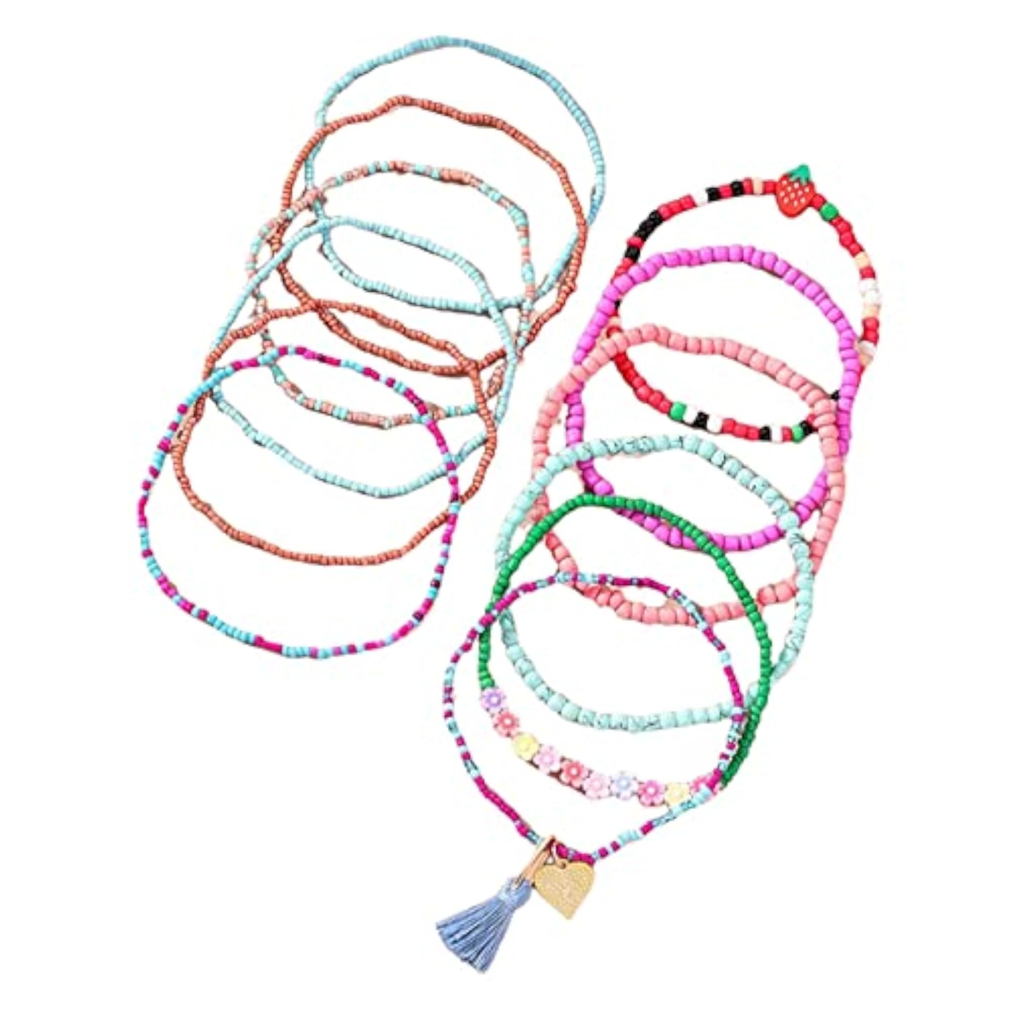 12pc Boho Anklet Set, Beaded for Beach Party Gift